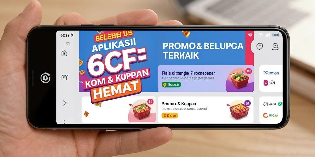 Antarmuka aplikasi 6CF dengan berbagai kupon dan promo menarik.