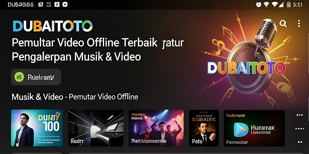 Tampilan antarmuka DUBAITOTO dengan fitur Pemutar Video Offline yang menarik.