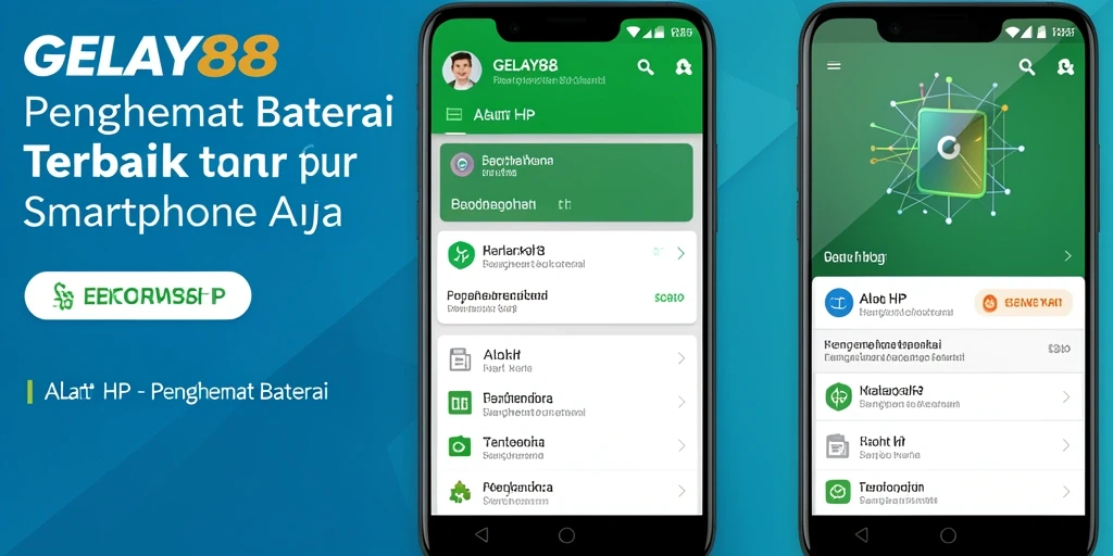 Screenshot utama GELAY88 menampilkan fitur penghemat baterai yang efektif.