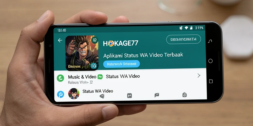 Antarmuka HOKAGE77 menampilkan berbagai pilihan Status WA Video yang menarik.
