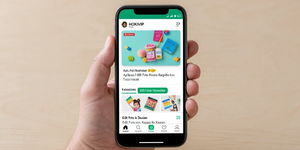 Antarmuka HOKIVIP yang menampilkan efek kertas kaca pada foto.
