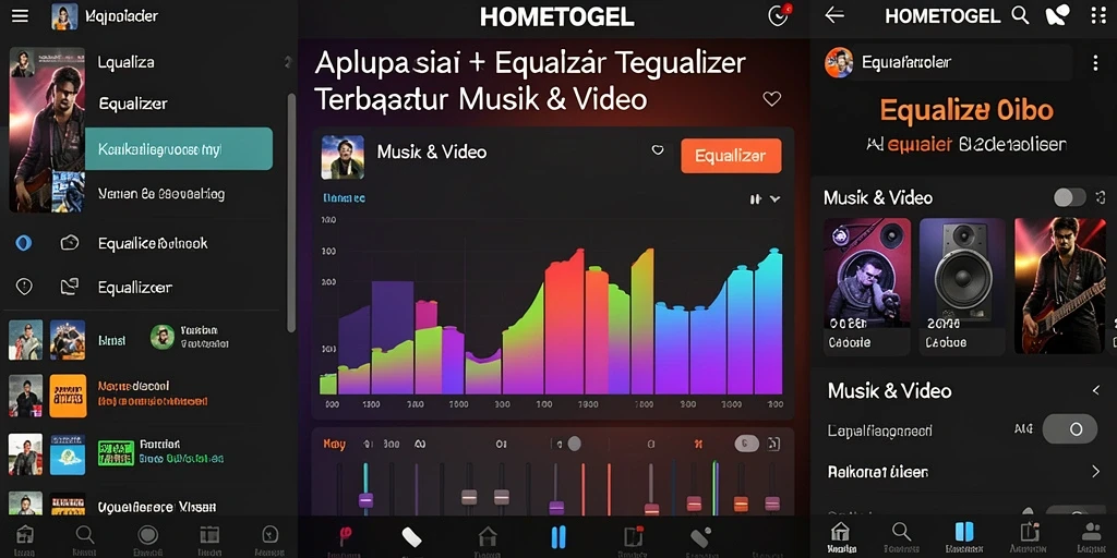 Antarmuka HOMETOGEL dengan fitur Equalizer yang menarik.