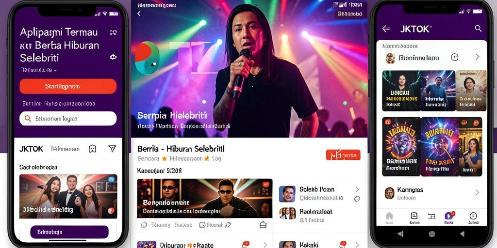 Antarmuka JKTOK yang menarik dengan berbagai berita hiburan selebriti.