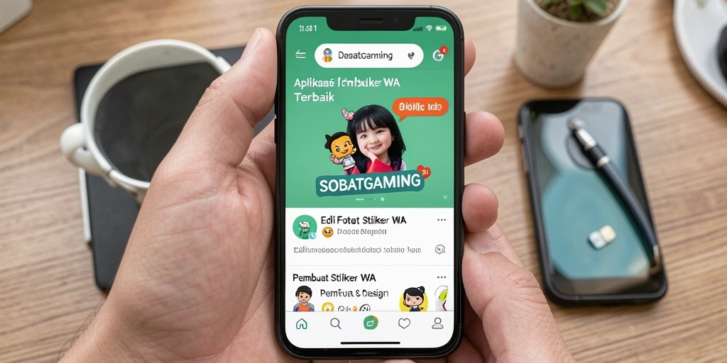 Antarmuka aplikasi SOBATGAMING untuk membuat stiker WA yang menarik.