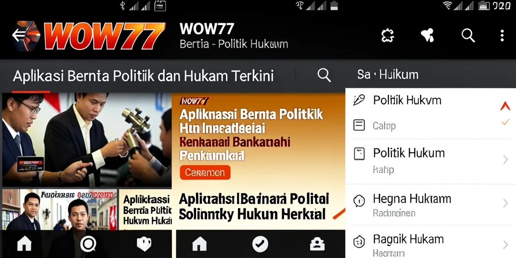 Antarmuka WOW77 menampilkan berita politik dan hukum yang informatif.